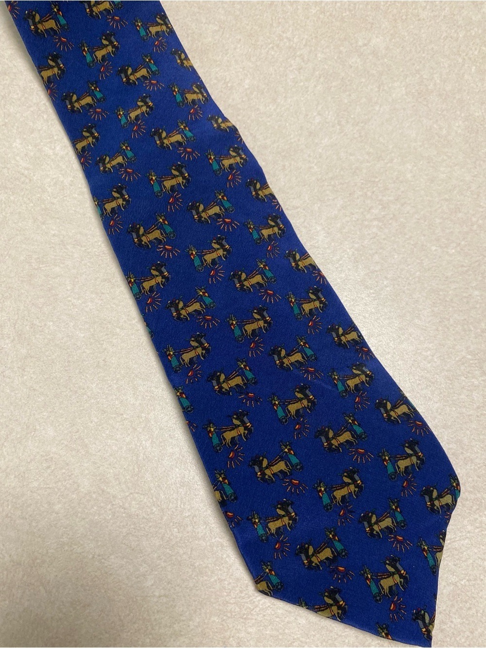 Liberty of London Silk Tie Men’s OS Blue Horse Pattern Men’s Workwear